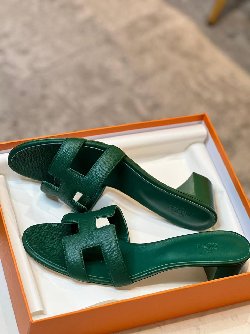 Elegant Leather Slide Sandals with Block Heel