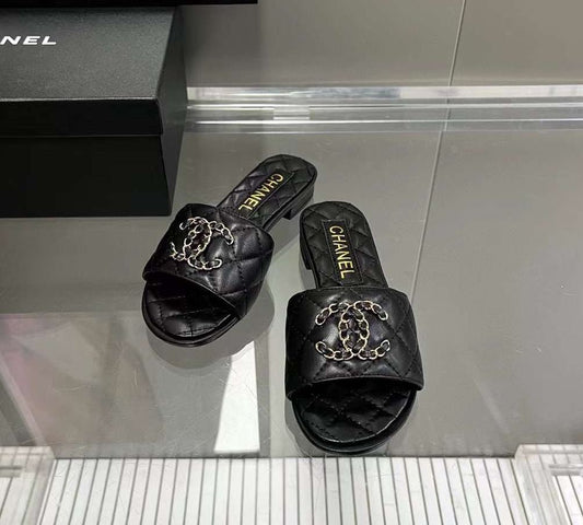 Chanel Quilted Slide Sandals – Elegant & Timeless