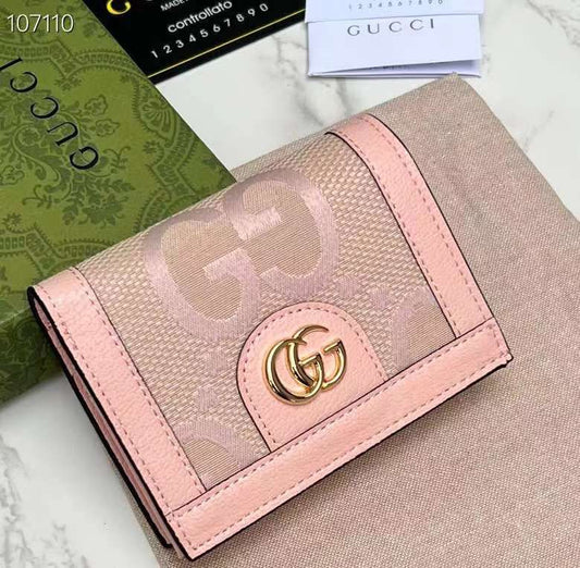 Gucci Pink GG Canvas and Leather Wallet