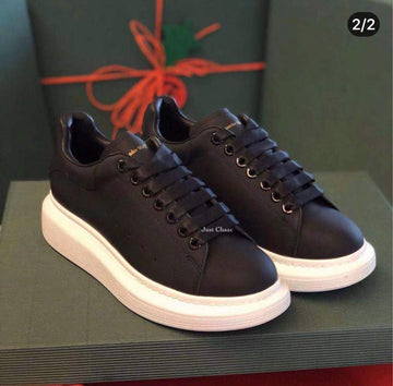 Luxury Black Sneakers with White Platform Sole