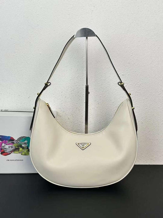 Prada Leather Moon-Shaped Hobo Bag