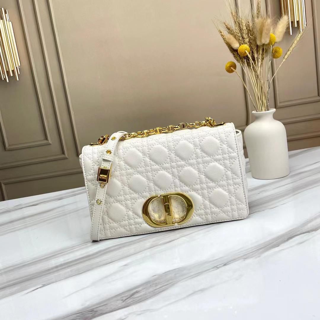 Christian Dior Leather Caro Bag – Elegant Gold Hardware