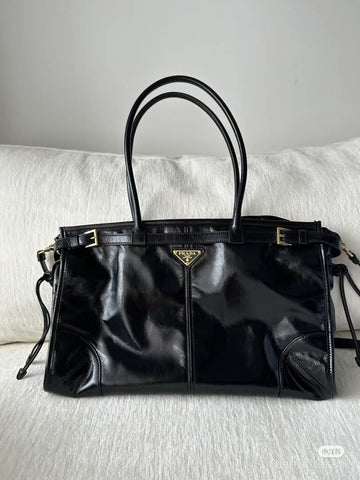 Prada Black Patent Leather Tote Bag