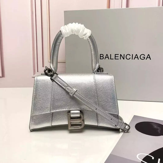 Balenciaga Hourglass Metallic Silver Handbag