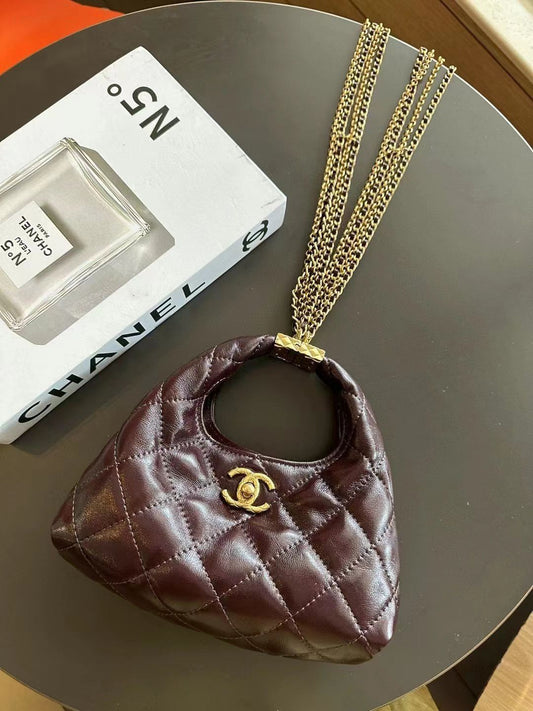 Chanel Quilted Burgundy Leather Handbag