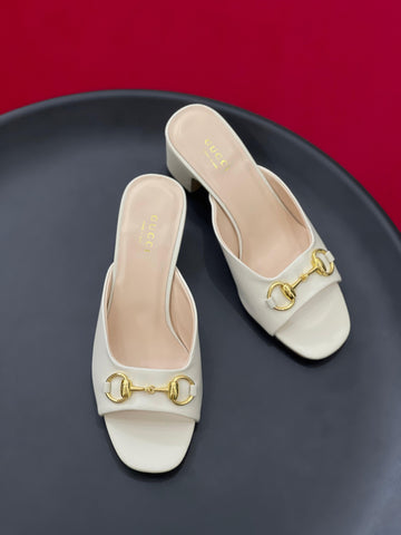 Gucci Horsebit Mules in Ivory